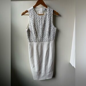 LK Bennett Cream and Gray Patterned Midi Dress